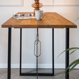 Tavolo da bar Las Vegas Dimehouse Marrone LxPxA 135x75x7 Legno di mango Vista laterale della foto suggestiva