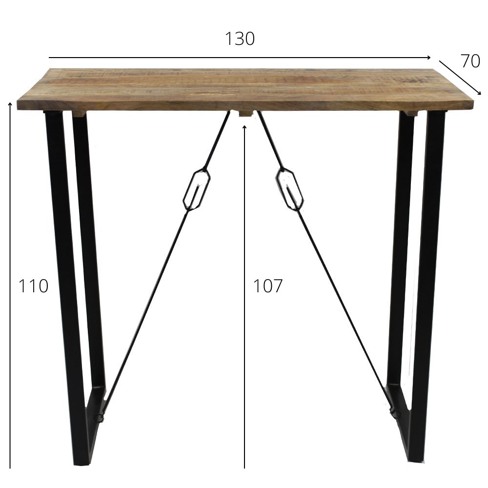 Tavolo da bar Las Vegas Dimehouse Marrone LxPxA 135x75x7 Legno di mango Indicazione della dimensione della foto in bianco