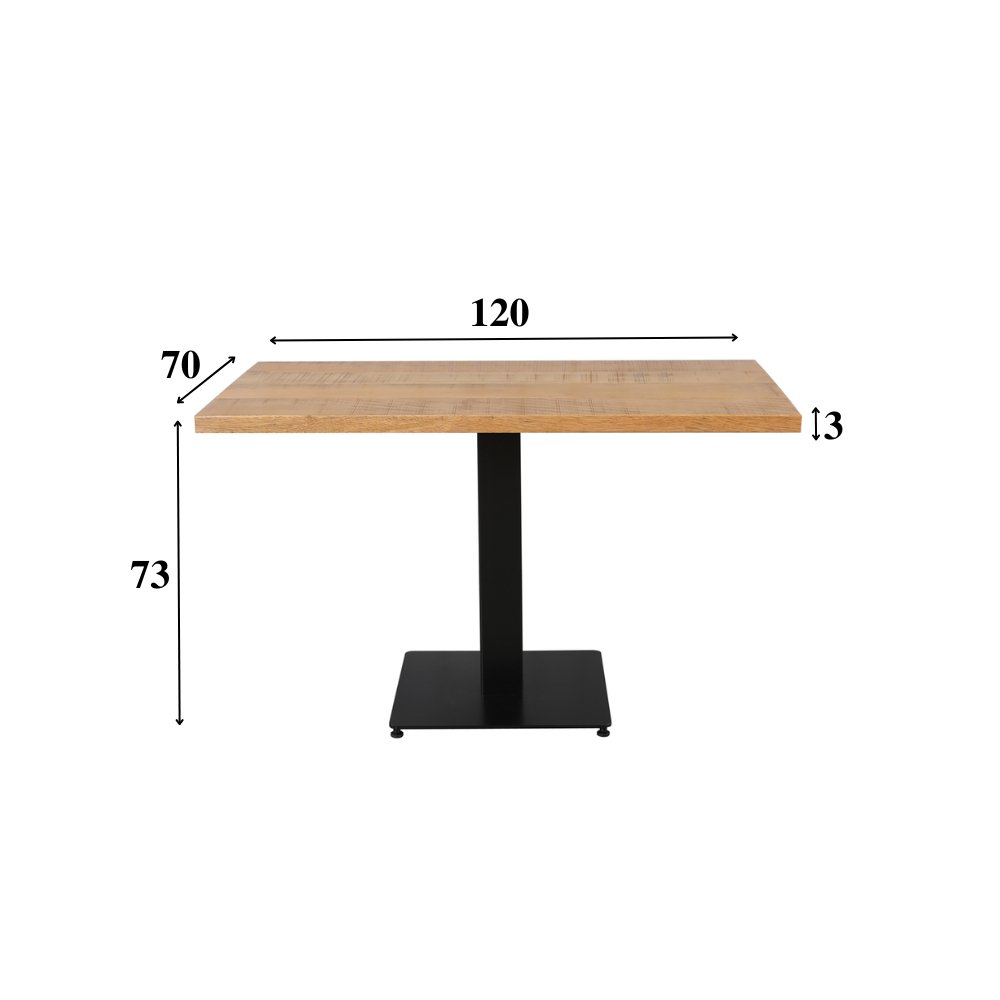 Tavolo da pranzo Tavolo da bistrot Rettangolare Dimehouse Marrone LxPxH 126x76x7 Legno di mango Indicazione della dimensione della foto in bianco