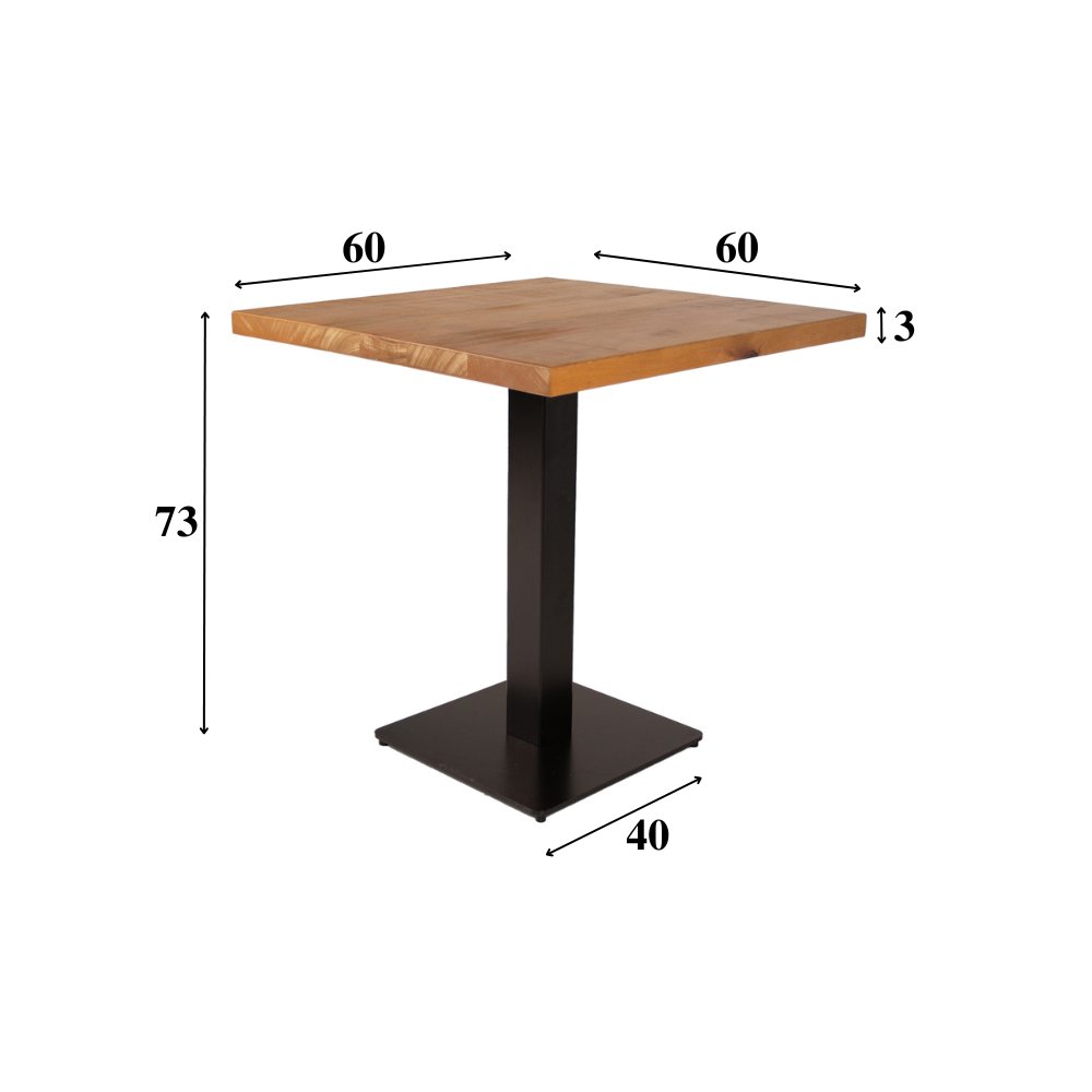 Tavolo da pranzo Tavolo da bistrot Quadrato Dimehouse Marrone LxPxH 66x66x7 Legno di mango Indicazione della dimensione della foto in bianco