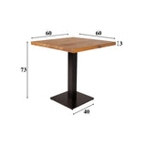 Tavolo da pranzo Tavolo da bistrot Quadrato Dimehouse Marrone LxPxH 66x66x7 Legno di mango Indicazione della dimensione della foto in bianco