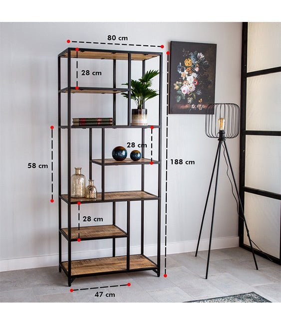 Libreria Passero Dimehouse Marrone LxPxA 189x83x38 Legno di mango Indicazione della dimensione della foto atmosferica