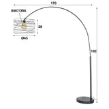 Lampada ad arco Twist DH Interior Antracite LxLxA 44x44x11 Metallo Bianco Indicazione dimensione foto