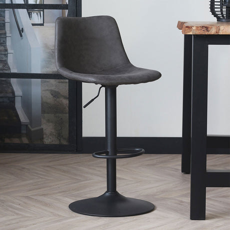 Sgabello da bar Boran Dimehouse Antracite LxLxH 55x54x53 Ecopelle Foto atmosferica diagonale vista frontale