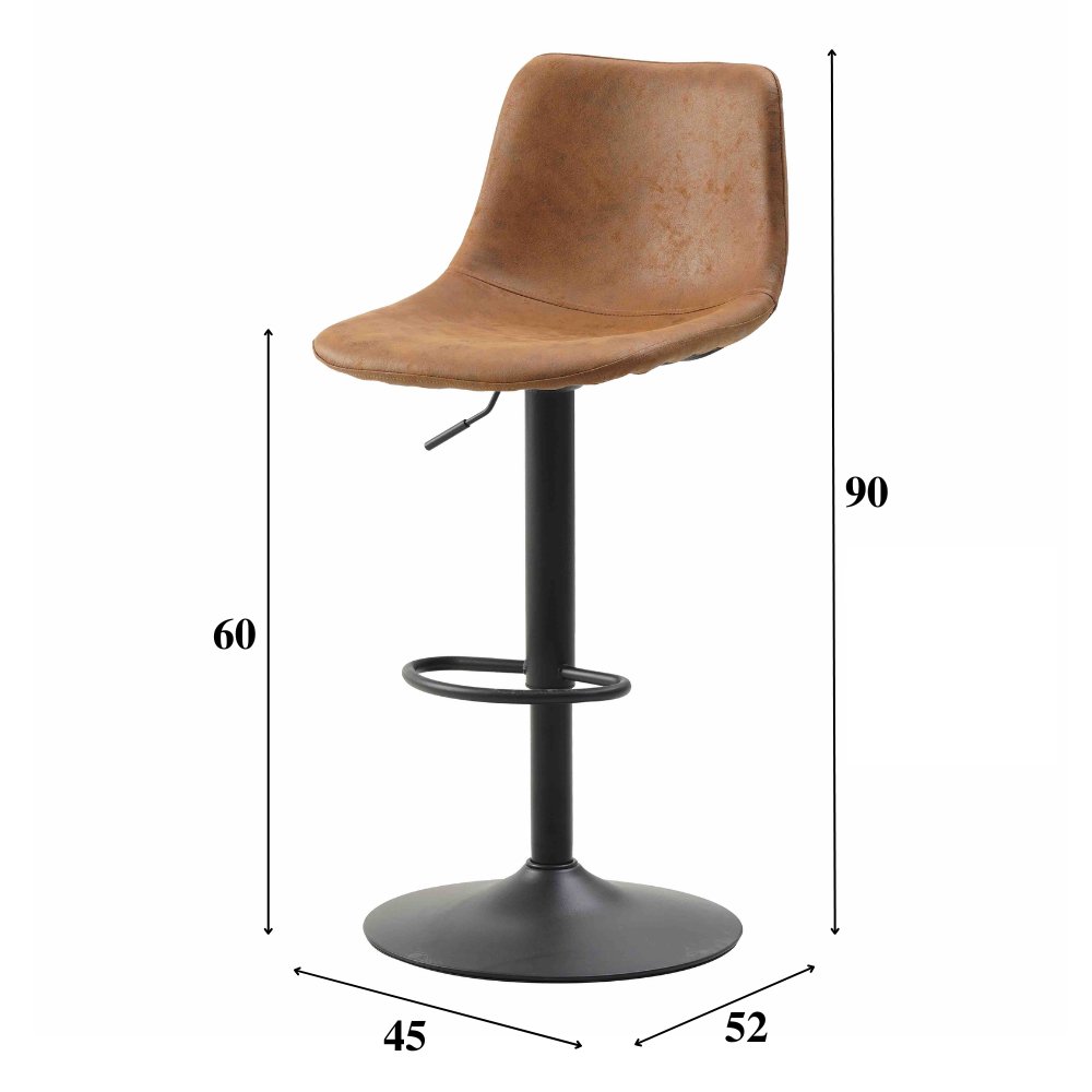 Sgabello da bar Boran Dimehouse Cognac LxPxH 55x54x53 Ecopelle Bianco Indicazione misura foto