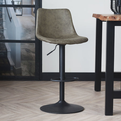 Sgabello da bar Boran Dimehouse Verde LxPxH 55x54x53 Ecopelle Atmosferica foto diagonale vista frontale