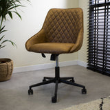 Sedia da ufficio Emily Microfibra Dimehouse Cognac LxPxH 75x61x52 Microfibra Foto atmosferica diagonale vista frontale