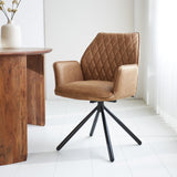 Sedia per sala da pranzo Novan Microfibra Dimehouse Cognac LxPxH 71x64x56 Tessuto Foto atmosferica diagonale vista frontale