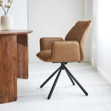 Sedia per sala da pranzo Novan Microfibra Dimehouse Cognac LxPxH 71x64x56 Tessuto Foto atmosferica vista laterale