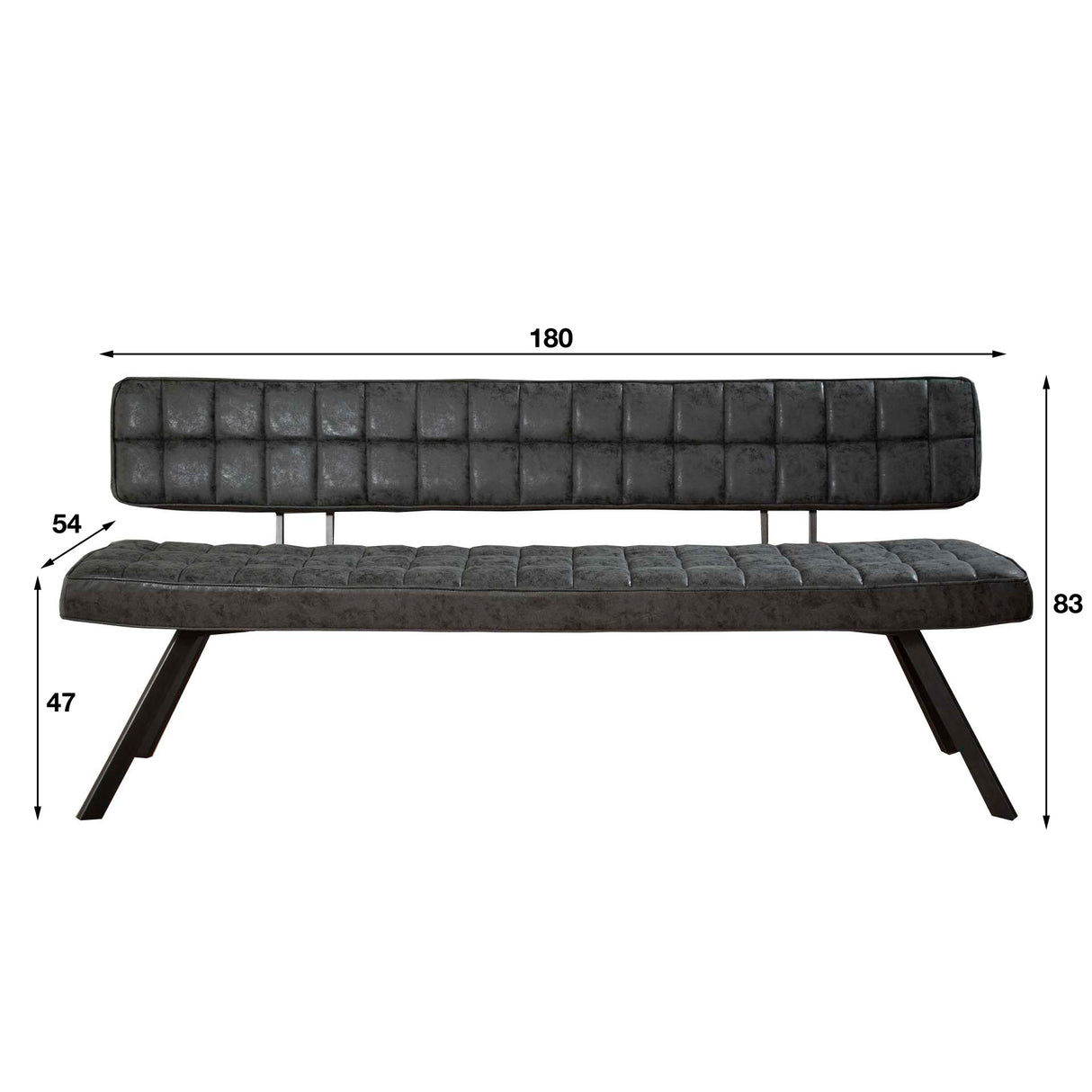 Divano per sala da pranzo Madrid DH Interior Nero LxLxH 186x44x22 Ecopelle Bianco Indicazione dimensione foto