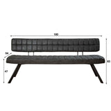 Divano per sala da pranzo Madrid DH Interior Nero LxLxH 186x44x22 Ecopelle Bianco Indicazione dimensione foto