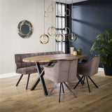 Divano per sala da pranzo Romy DH Interior Antracite LxLxA 196x81x58 Velluto Foto atmosferica vista frontale diagonale