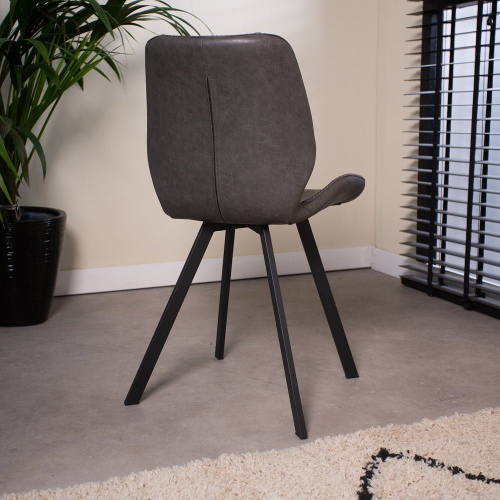 Sedia per sala da pranzo Barry Dimehouse Antracite LxPxH 69x66x48 Ecopelle Atmosferica foto diagonale vista posteriore
