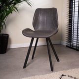 Sedia per sala da pranzo Barry Dimehouse Antracite LxPxH 69x66x48 Ecopelle Atmosferica foto diagonale vista frontale