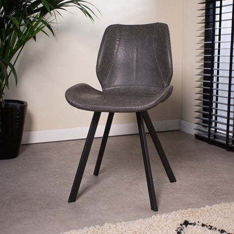 Sedia per sala da pranzo Barry Dimehouse Antracite LxPxH 69x66x48 Ecopelle Atmosferica foto diagonale vista frontale