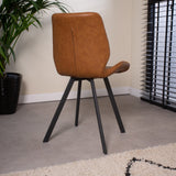Sedia per sala da pranzo Barry Dimehouse Cognac LxPxH 69x66x48 Ecopelle Atmosferica foto diagonale vista posteriore