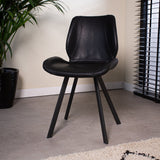 Sedia per sala da pranzo Barry Dimehouse Nero LxPxH 69x66x48 Ecopelle Foto atmosferica vista frontale diagonale
