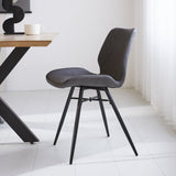 Sedia per sala da pranzo in pelle artificiale Beau Dimehouse Antracite LxPxH 72x68x50 Ecopelle Foto atmosferica vista laterale