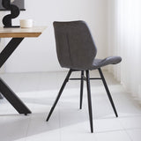 Sedia per sala da pranzo in pelle artificiale Beau Dimehouse Antracite LxPxH 72x68x50 Ecopelle Atmosferica foto diagonale vista posteriore