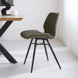 Sedia per sala da pranzo in pelle artificiale Beau Dimehouse Verde LxPxH 72x68x50 Ecopelle Foto atmosferica vista laterale