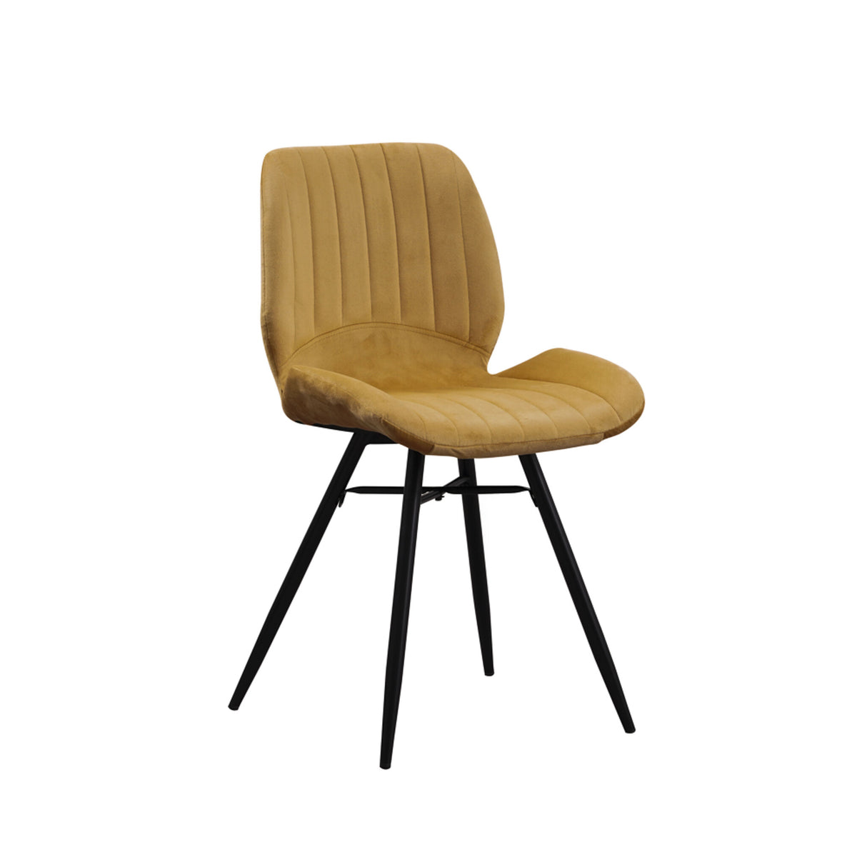 Sedia per sala da pranzo Beau velluto Dimehouse Giallo LxPxH 71x67x49 Tessuto Bianco foto diagonale vista frontale
