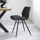 Sedia per sala da pranzo in pelle artificiale Beau Dimehouse Nero LxPxA 72x68x50 Ecopelle Foto atmosferica vista laterale