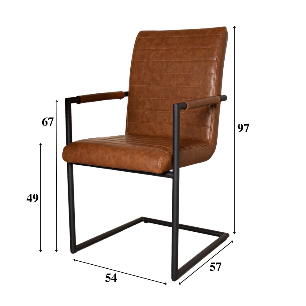 Sedia per sala da pranzo Bras Dimehouse Cognac LxPxH 73x59x58 Ecopelle Bianco Indicazione dimensione foto