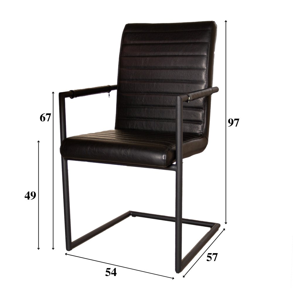 Sedia per sala da pranzo Bras Dimehouse Nero LxPxA 73x59x58 Ecopelle Indicazione dimensione foto bianca
