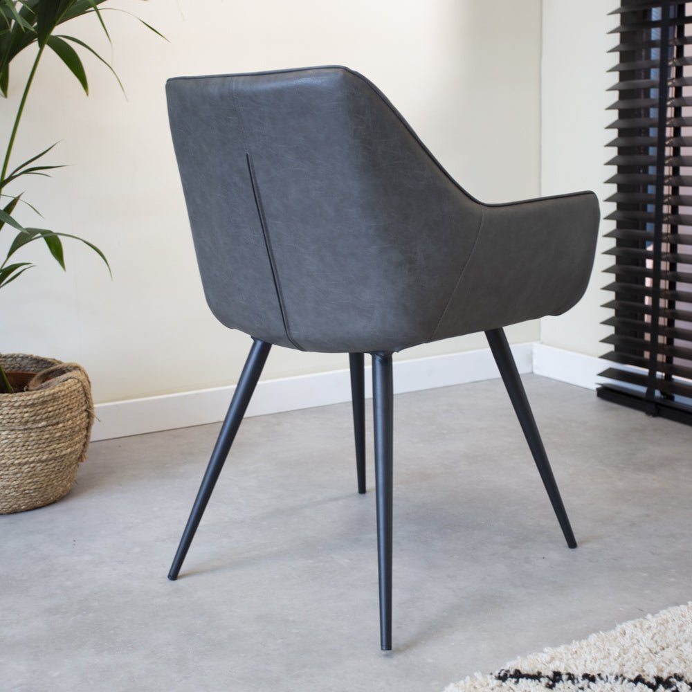 Sedia per sala da pranzo Cara Dimehouse Antracite LxPxH 78x65x57 Ecopelle Atmosferica foto diagonale vista posteriore