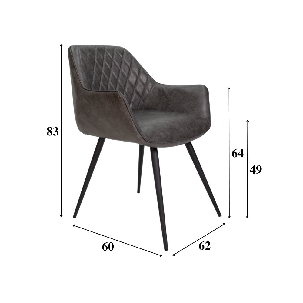 Sedia per sala da pranzo Cara Dimehouse Antracite LxPxH 78x65x57 Ecopelle Bianco Indicazione dimensione foto
