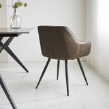 Sedia per sala da pranzo Cara Dimehouse Taupe LxWxH 78x65x57 Ecopelle Atmosferica foto diagonale vista posteriore