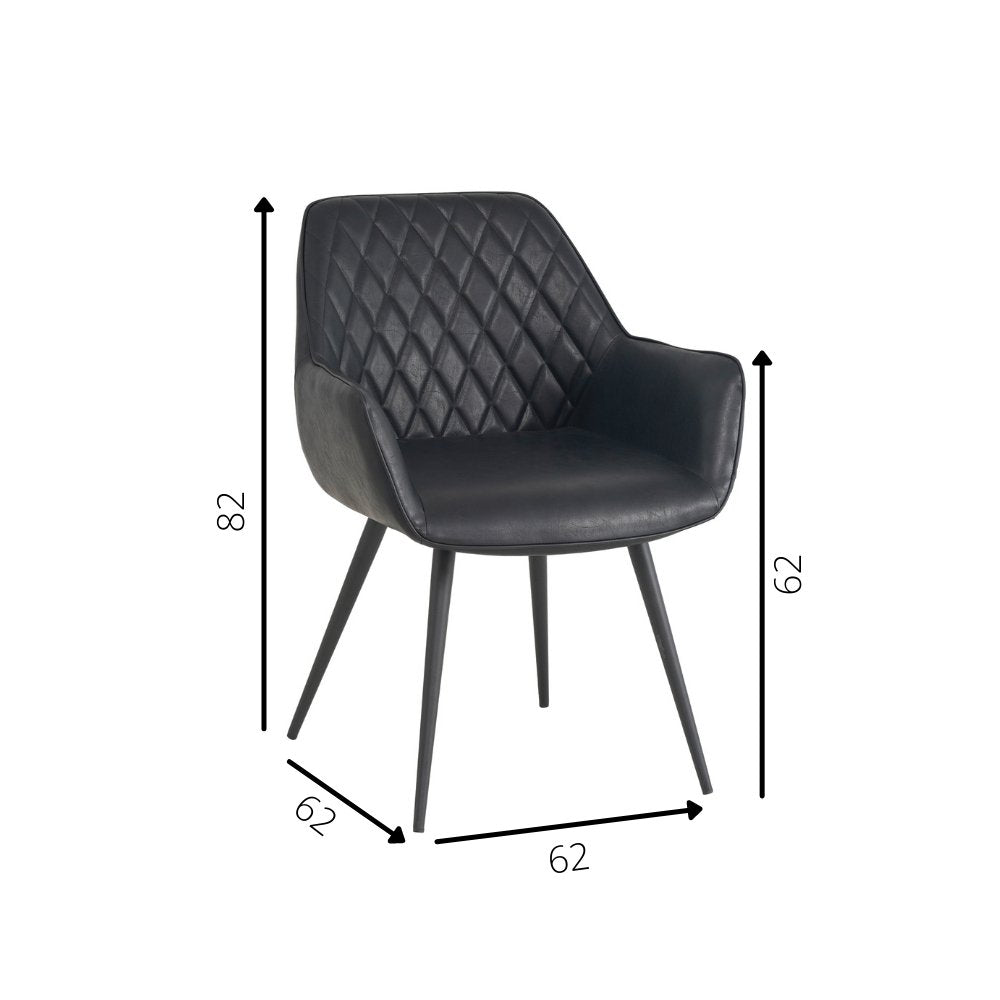 Sedia per sala da pranzo Cara Dimehouse Nero LxPxH 78x65x57 Ecopelle Indicazione dimensione foto bianca