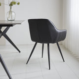 Sedia per sala da pranzo Cara Dimehouse Nero LxPxA 78x65x57 Ecopelle Foto atmosferica diagonale vista posteriore