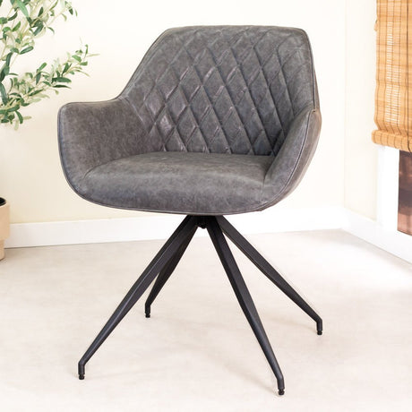 Sedia per sala da pranzo Gian Dimehouse Antracite LxPxH 73x65x50 Ecopelle Atmosferica foto diagonale vista frontale