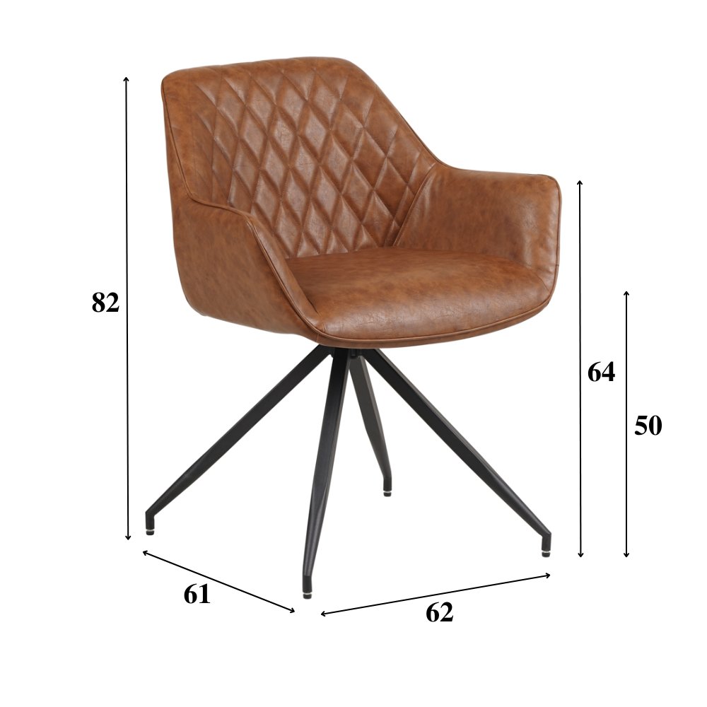 Sedia per sala da pranzo Gian Dimehouse Cognac LxPxH 73x65x50 Ecopelle Indicazione misura foto bianca