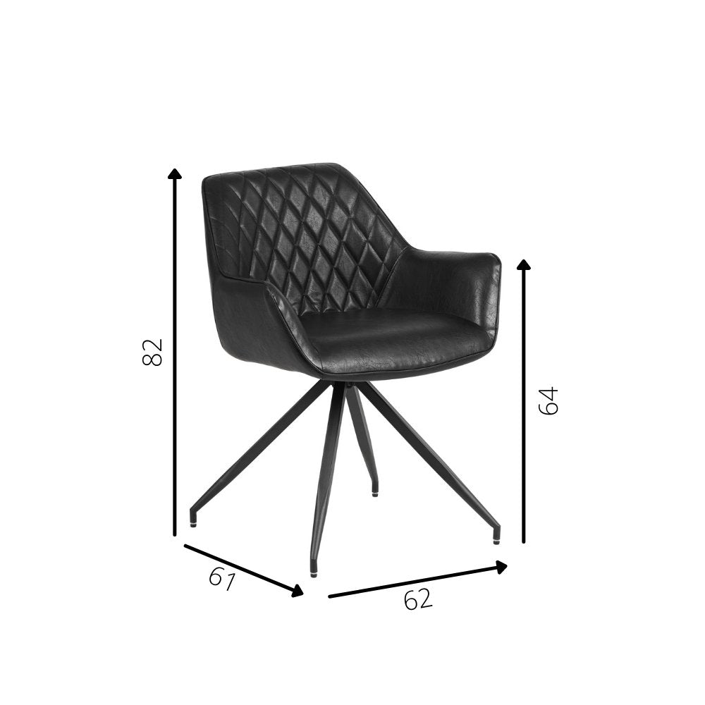 Sedia per sala da pranzo Gian Dimehouse Nero LxPxA 73x65x50 Ecopelle Indicazione dimensione foto bianca
