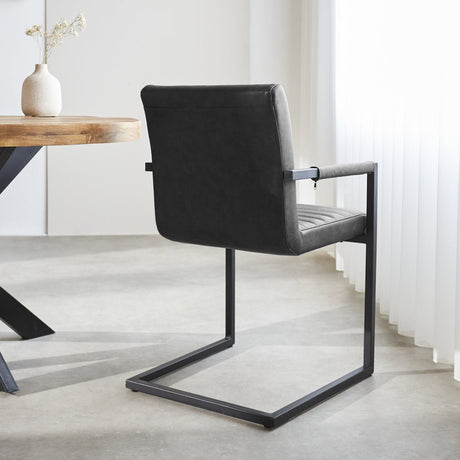 Sedia per sala da pranzo Kuba Dimehouse Antracite LxPxH 71x59x58 Ecopelle Atmosferica foto diagonale vista posteriore