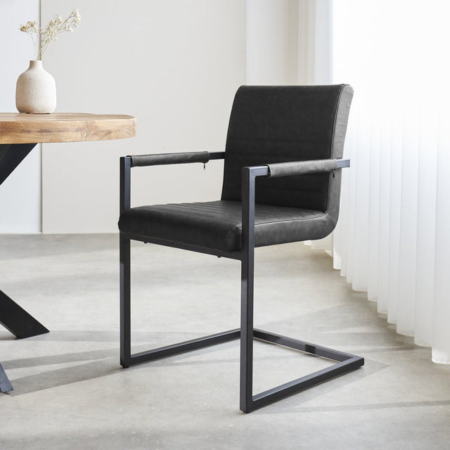 Sedia per sala da pranzo Kuba Dimehouse Antracite LxPxH 71x59x58 Ecopelle Atmosferica foto diagonale vista frontale