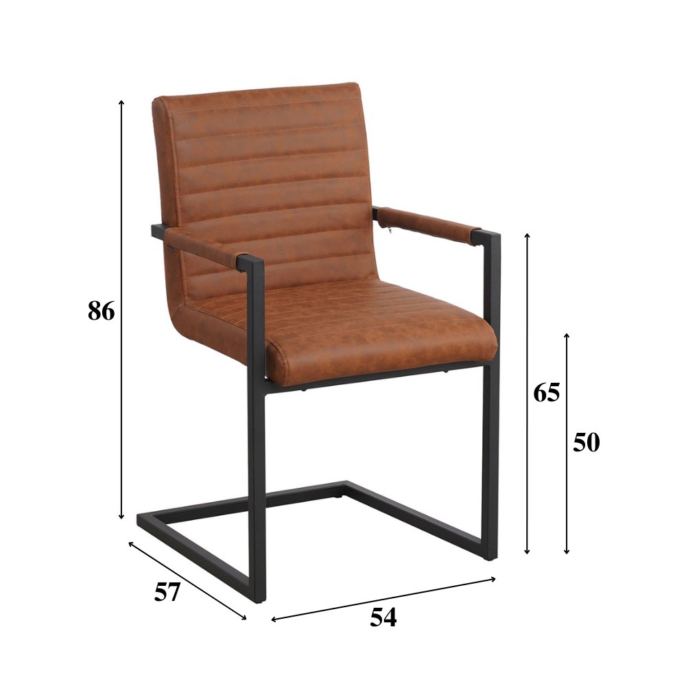 Sedia per sala da pranzo Kuba Dimehouse Cognac LxPxH 71x59x58 Ecopelle Indicazione misura foto bianca