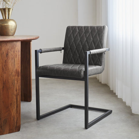 Sedia per sala da pranzo Ruben Dimehouse Antracite LxPxH 71x59x58 Ecopelle Atmosferica foto diagonale vista frontale