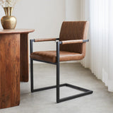 Sedia per sala da pranzo Ruben Dimehouse Cognac LxPxH 71x59x58 Ecopelle Foto atmosferica vista laterale