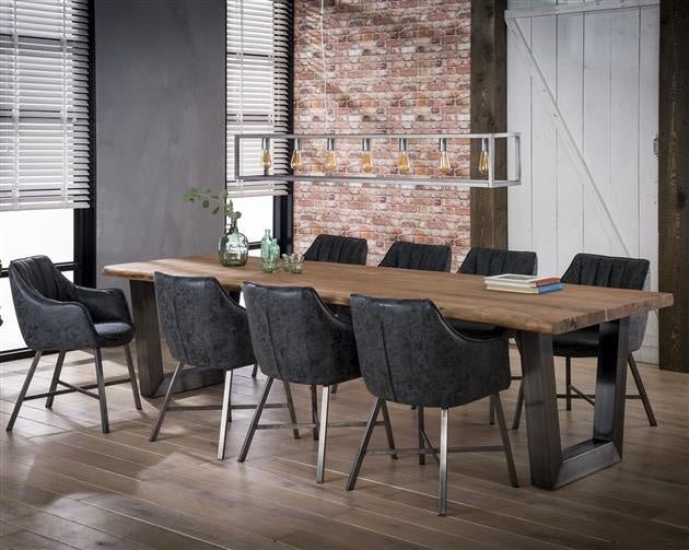 Tavolo da pranzo Tristan DH Interior Acacia LxPxH 308x117x10 Legno di acacia Foto atmosferica vista frontale diagonale