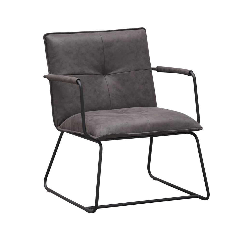 Poltroncina Hailey in ecopelle Dimehouse Antracite LxLxH 66x64x37 Ecopelle Bianco diagonale fotografica vista frontale