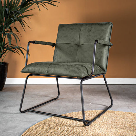 Poltroncina Hailey in ecopelle Dimehouse Verde LxPxH 66x64x37 Ecopelle Atmosferica foto diagonale vista frontale