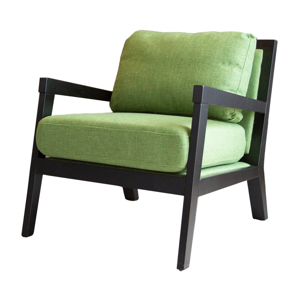 Poltrona Morris Dimehouse Verde LxPxH 111x86x72 Tessuto Foto bianca vista frontale diagonale