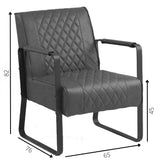 Poltrona Pietro Dimehouse Antracite LxPxH 68x62x45 Ecopelle Bianco Indicazione dimensione foto