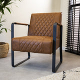 Poltrona Pietro Dimehouse Cognac LxPxH 68x62x45 Ecopelle Foto suggestiva vista diagonale frontale