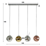 Lampada a sospensione Ada DH Interior Argento LxLxH 125x45x30 Argento Bianco Indicazione dimensione foto