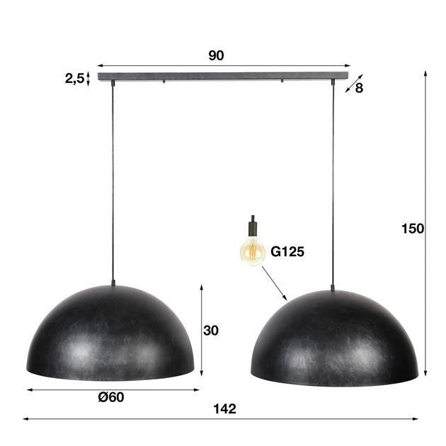 Lampada a sospensione Dacia DH Interior Antracite LxLxH 128x67x38 Metallo Bianco Indicazione dimensione foto