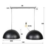 Lampada a sospensione Dacia DH Interior Antracite LxLxH 128x67x38 Metallo Bianco Indicazione dimensione foto
